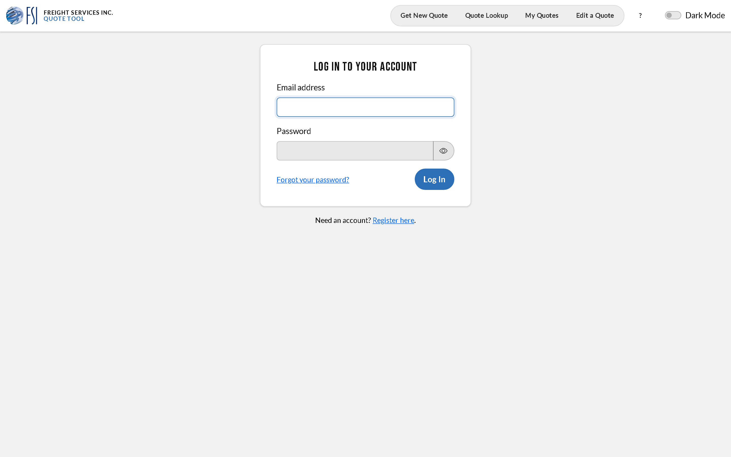 The sign-in page with email and password fields and a Sign In button.